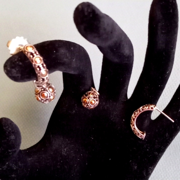 JOHN HARDY TWO-TONE JAISALMER DOT DROP EARRING'S - Picture 2 of 10